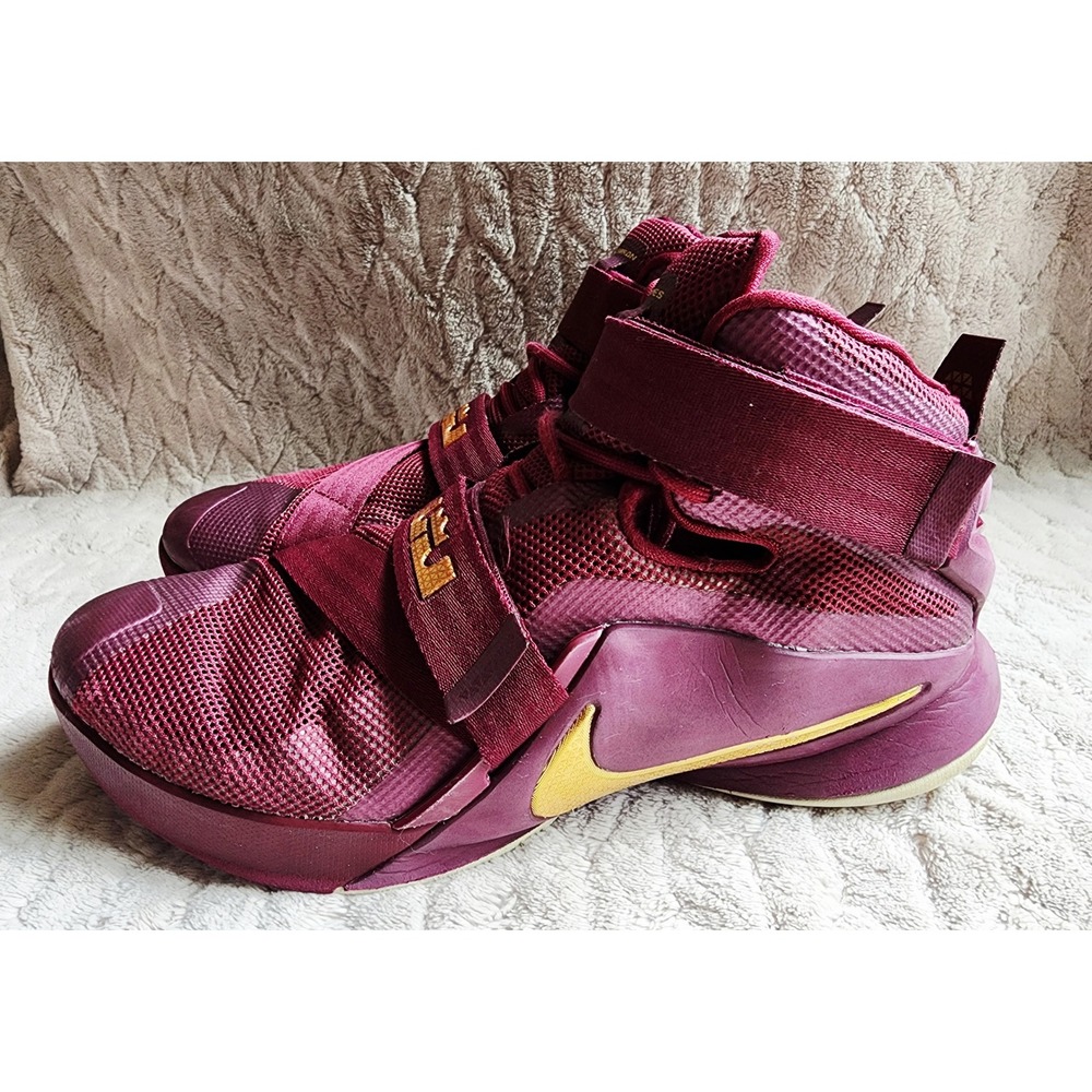 Nike LeBron Soldier 9 Bordeaux Deep Garnet/University Gold Basketball Shoes 12